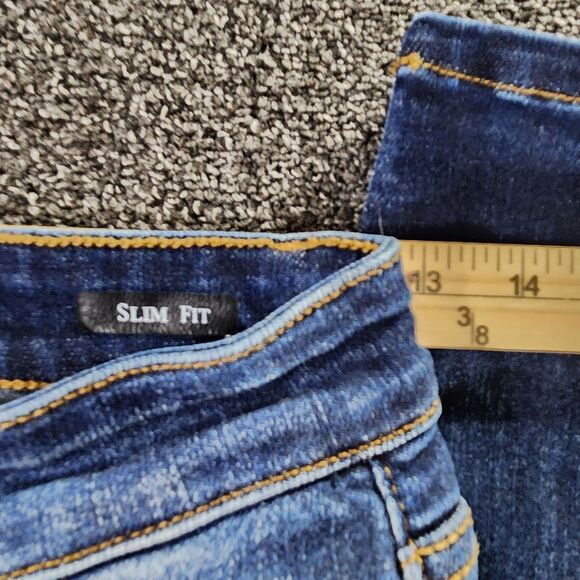 Judy Blue Womens Jeans 1/25 Blue Denim Slim Fit Distressed Dark Wash Designer - Picture 4 of 16